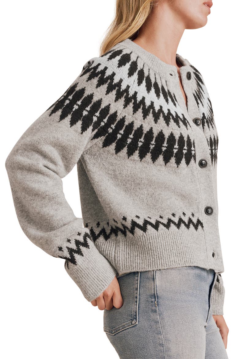 Fina Fair Isle Cardigan, Alternate, color, ICE HEATHER GREY
