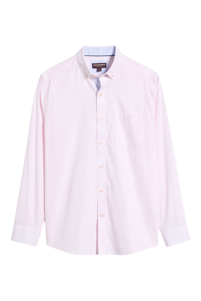 Ovation Stripe Non-Iron Stretch Cotton Button-Down Shirt, Alternate, color, PINK STRIPED OXFORD