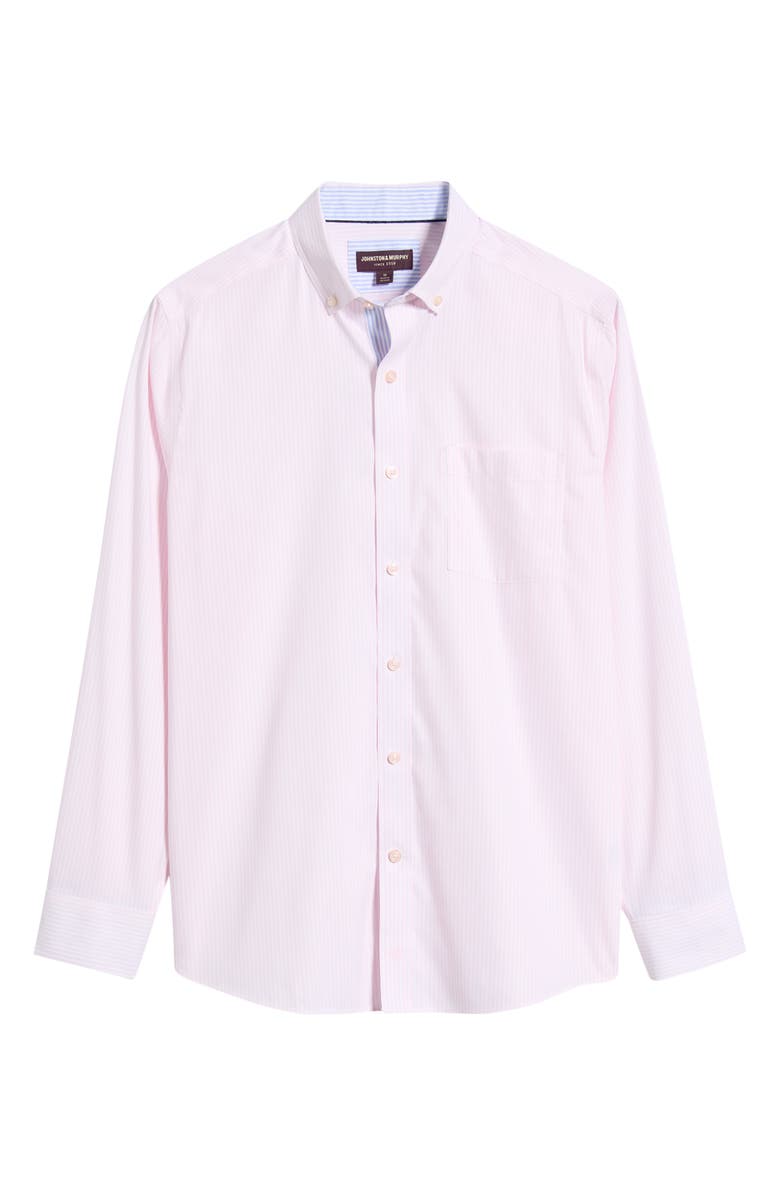 Johnston & Murphy Ovation Stripe Non-Iron Stretch Cotton Button-Down Shirt, Main, color,