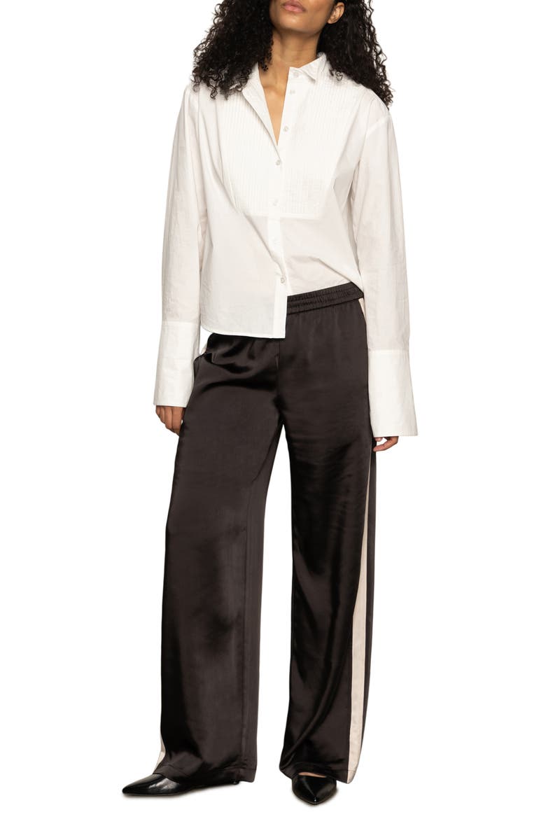 Satin Track Pants, Alternate, color, BLACK