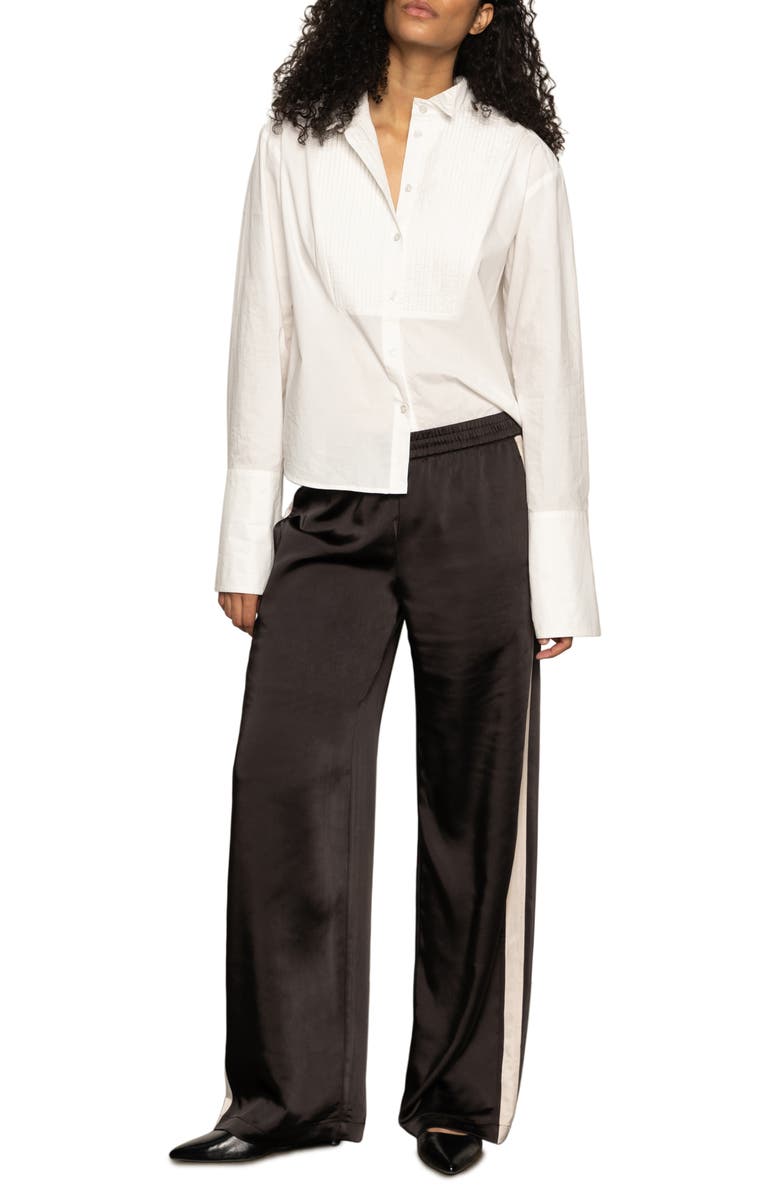 Sanctuary Satin Track Pants, Alternate, color, Black