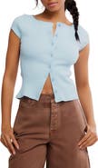 Free People Most Wanted Short Sleeve Cotton Blend Cardigan