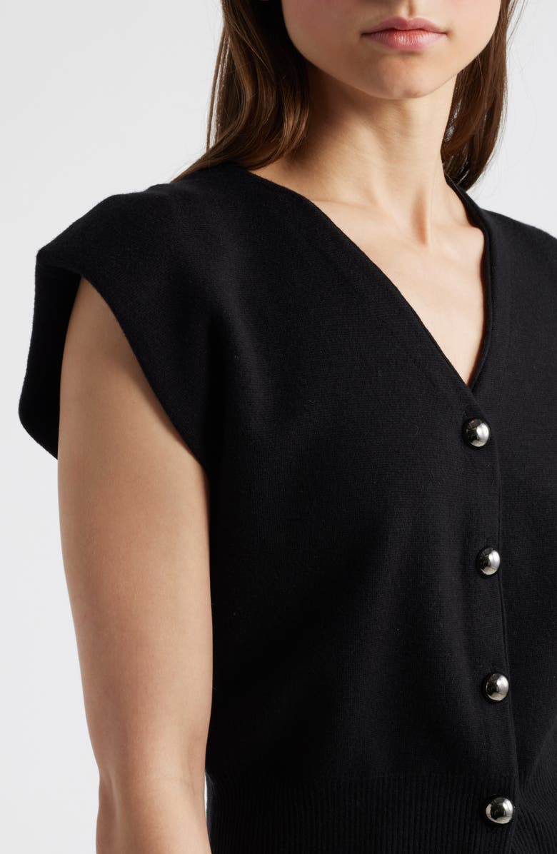 Pixie Market Padded Shoulder Button-Up Top, Alternate, color, Black