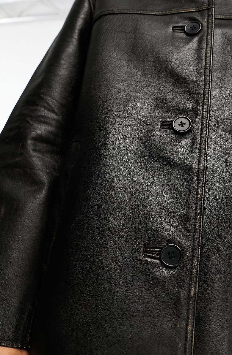 ASOS DESIGN Button-Up Leather Jacket, Alternate, color,