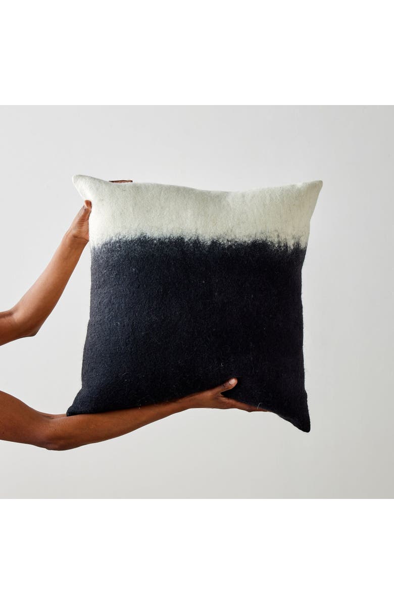 kanju Interiors Eclipse Dip-Dyed Organic Wool Throw Pillow - Square - with Insert, Main, color, Natural - Large