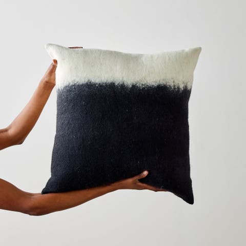 Eclipse Dip-Dyed Organic Wool Throw Pillow - Square - with Insert
