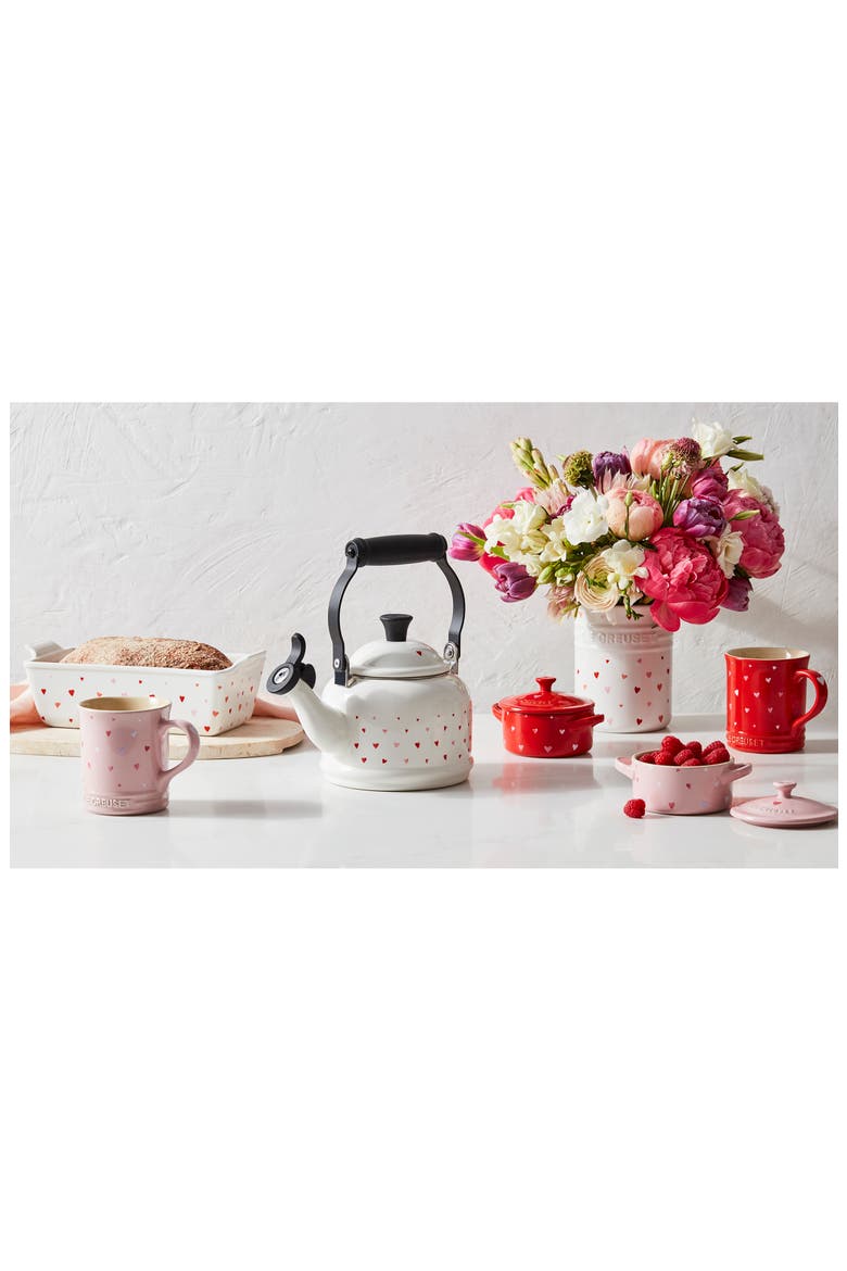 L'Amour Collection Demi Tea Kettle, Alternate, color, WHITE W/ HEART APPLIQUE