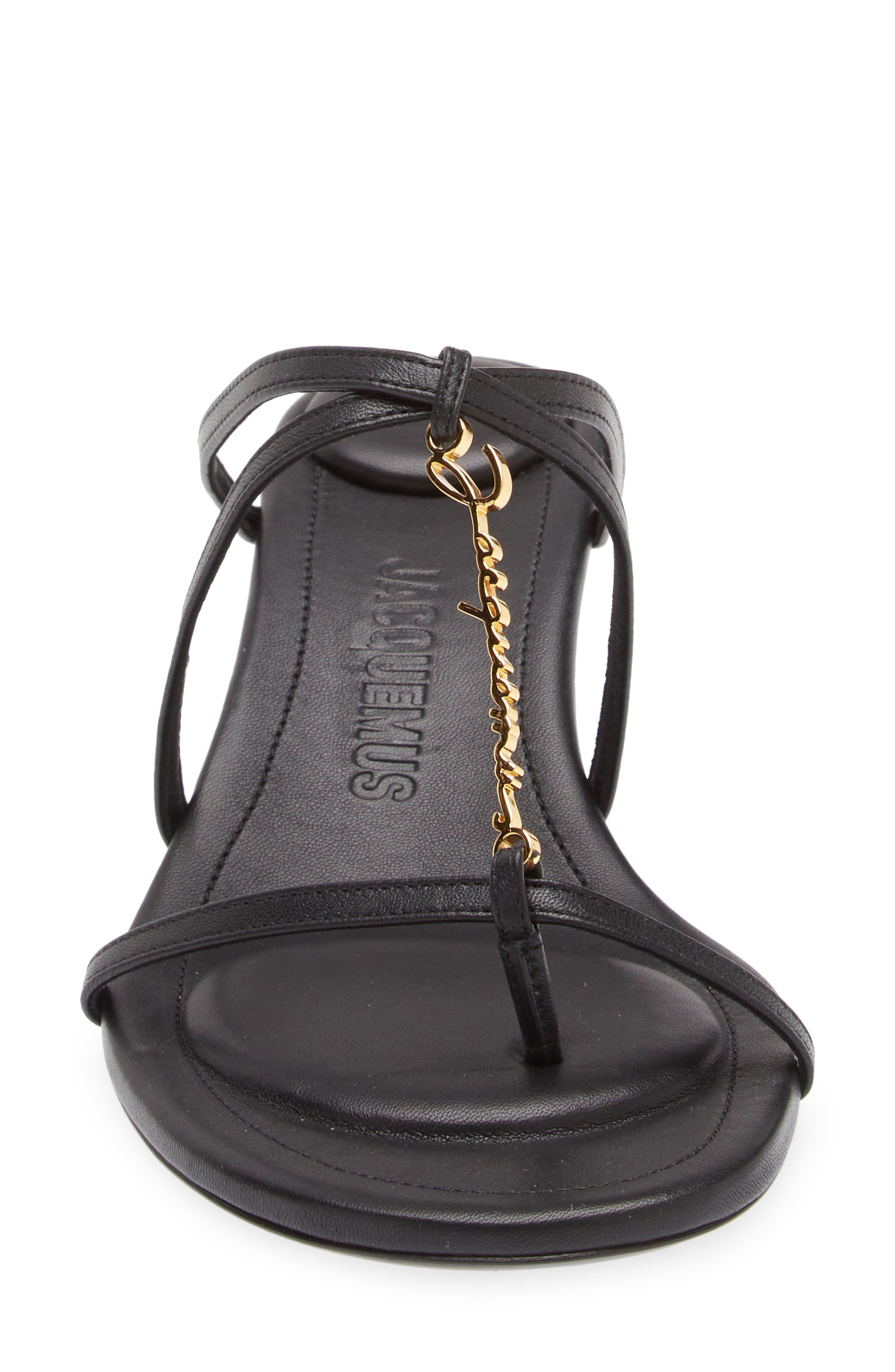 Jacquemus Strappy Logo Charm Sandal, Alternate, color, 