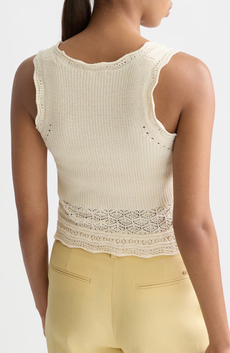Scotch & Soda Pointelle Crop Sweater Tank, Alternate, color, Eggnog