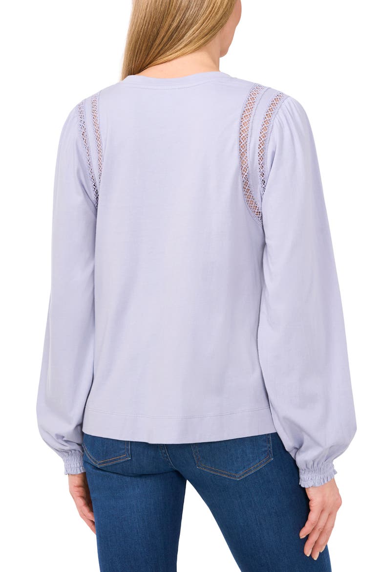 Lace Inset Long Sleeve Jersey Top, Alternate, color, SLATE BLUE