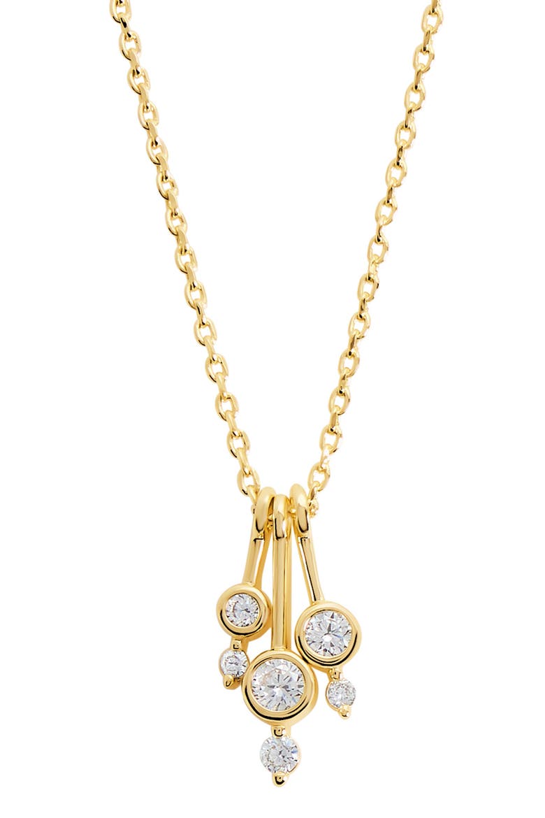 Cubic Zirconia Bar Pendant Necklace, Main, color, GOLD