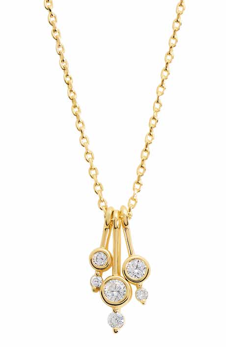Cubic Zirconia Bar Pendant Necklace