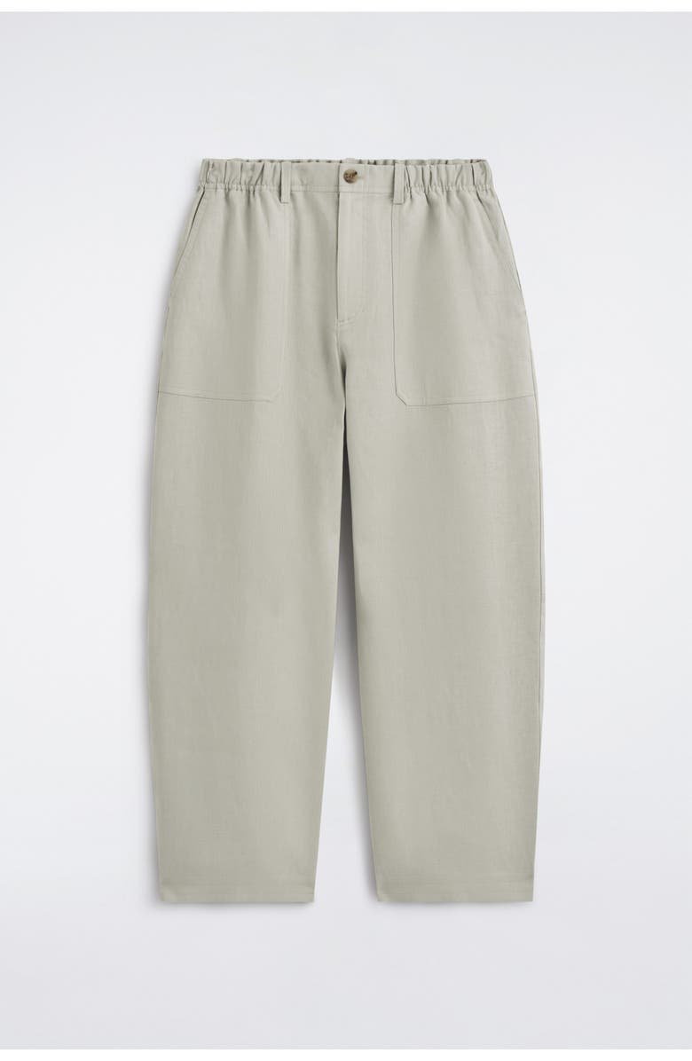 COS Linen Relaxed-fit Barrel-leg Trousers, Alternate, color, Gray
