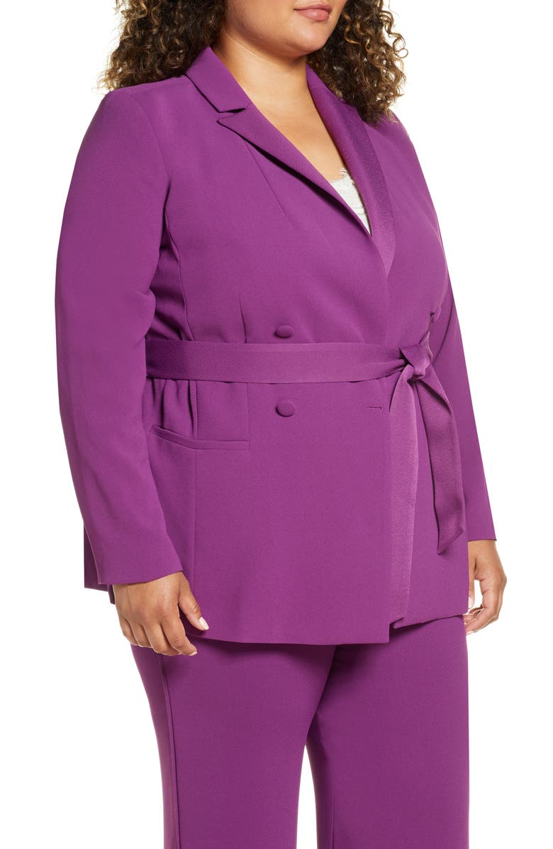 ELOQUII Belted Double Breasted Blazer, Alternate, color,