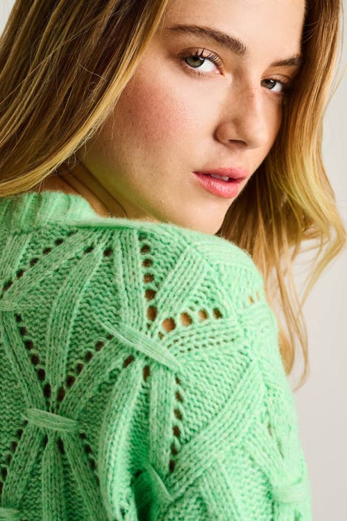 Lisa Todd Cable Crew Sweater In Green