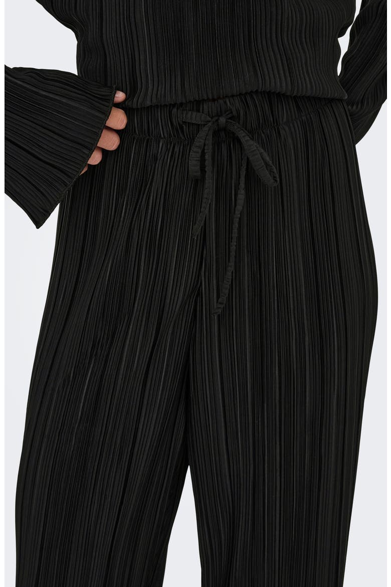 Pery High Waist Plissé Flare Leg Pants, Alternate, color, BLACK