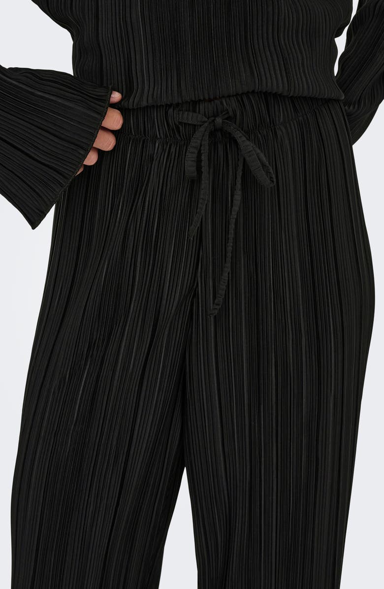 Only Pery High Waist Plissé Flare Leg Pants, Alternate, color, Black