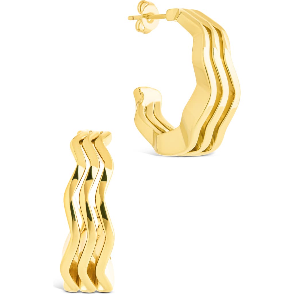 Sterling Forever Caprice Ocean Waves Hoop Earrings In Gold