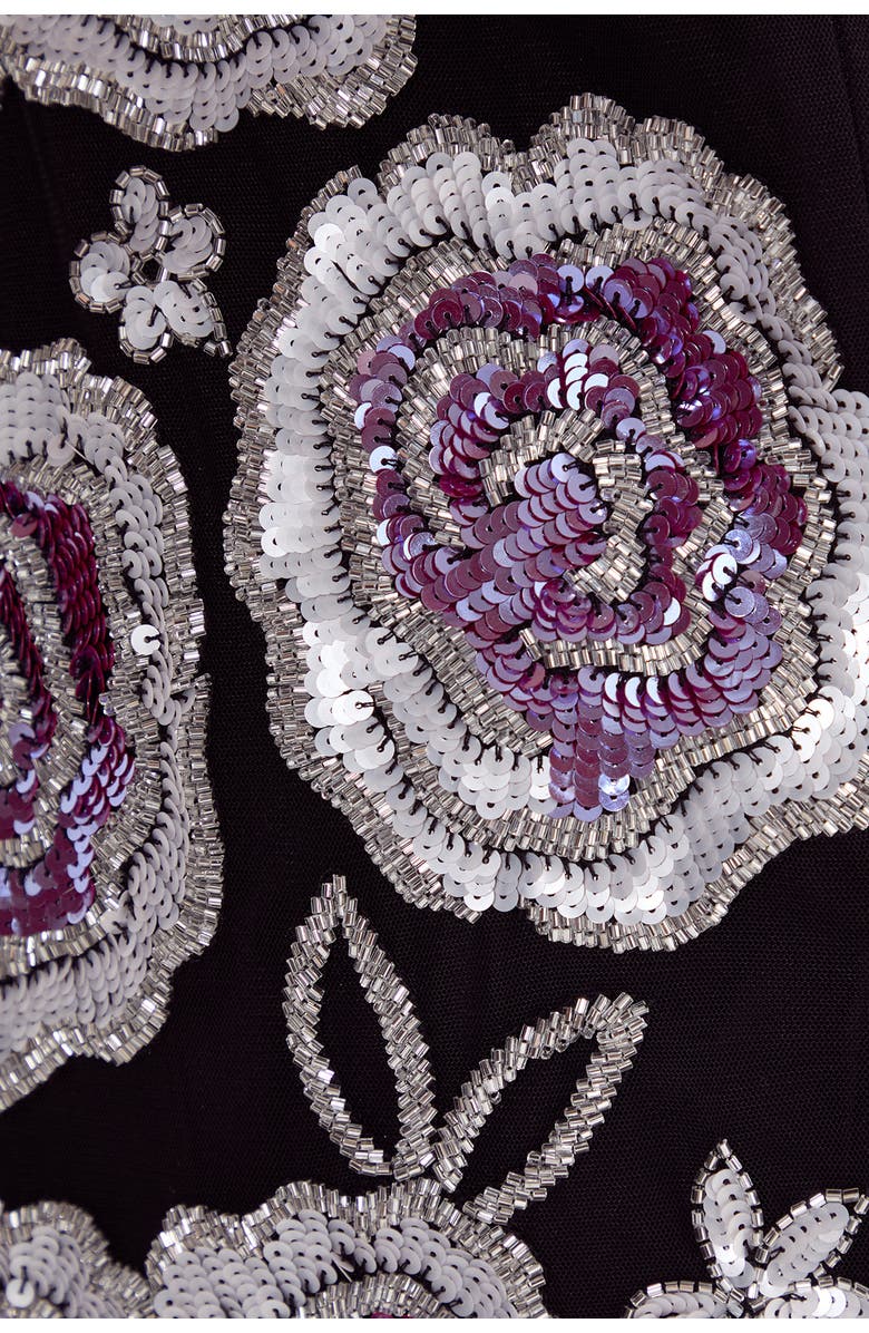 NASTY GAL Beaded Flower Sequin Mini Dress, Alternate, color, Black