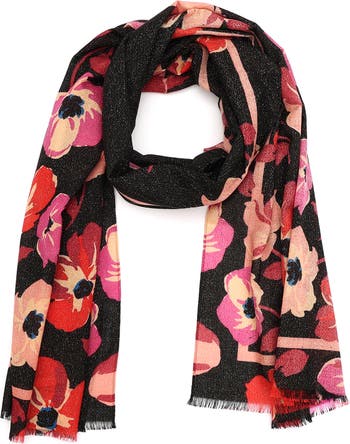 Kate Spade New York fall poppies wool blend oblong scarf Nordstrom