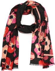 Kate Spade New York fall poppies wool blend oblong scarf