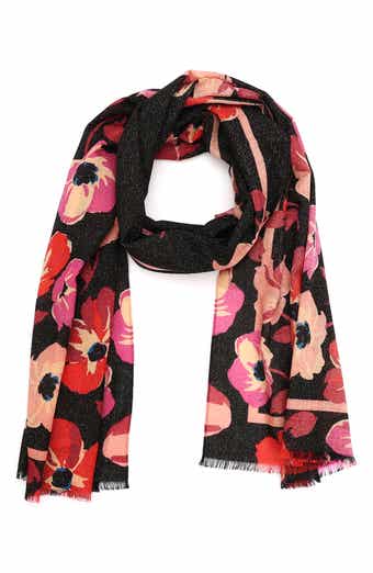 fall poppies wool blend oblong scarf