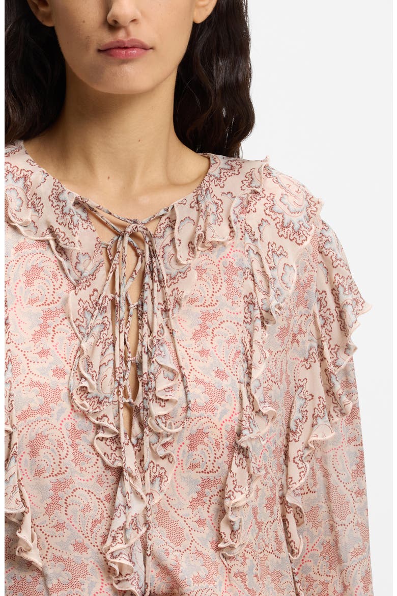 Paisley Ruffle Blouse, Alternate, color, RUST PAISLEY