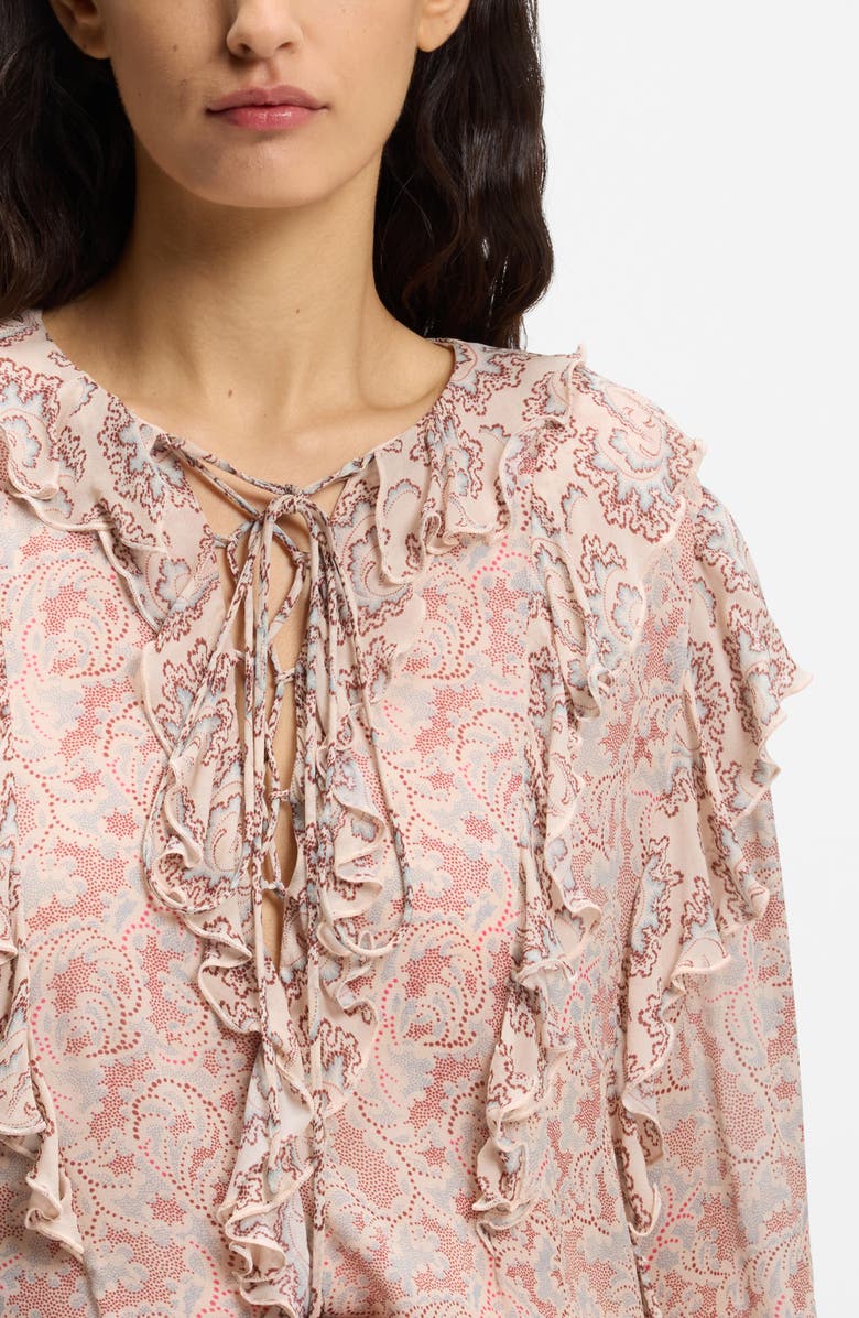 BOSS Orange Paisley Ruffle Blouse, Alternate, color, Rust Paisley