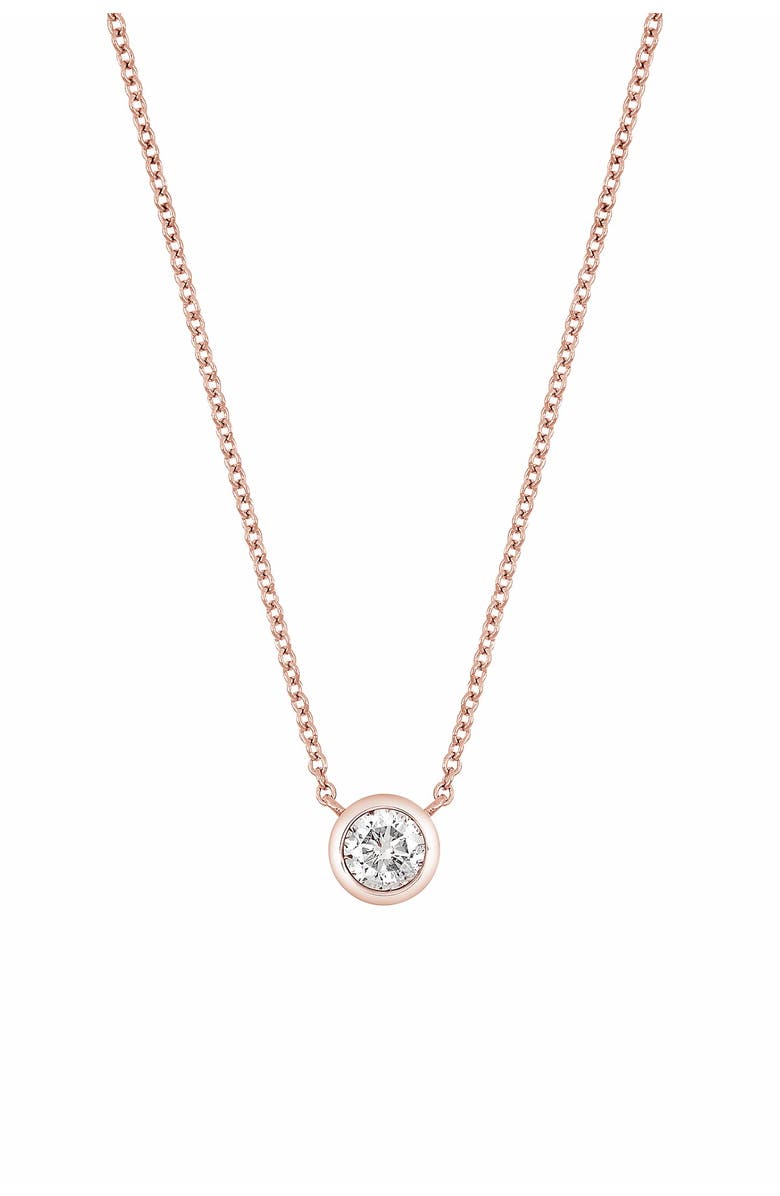 Bony Levy 14K Rose Gold Bezel Set Diamond Solitaire Pendant Necklace - 0.25 ctw, Main, color, 