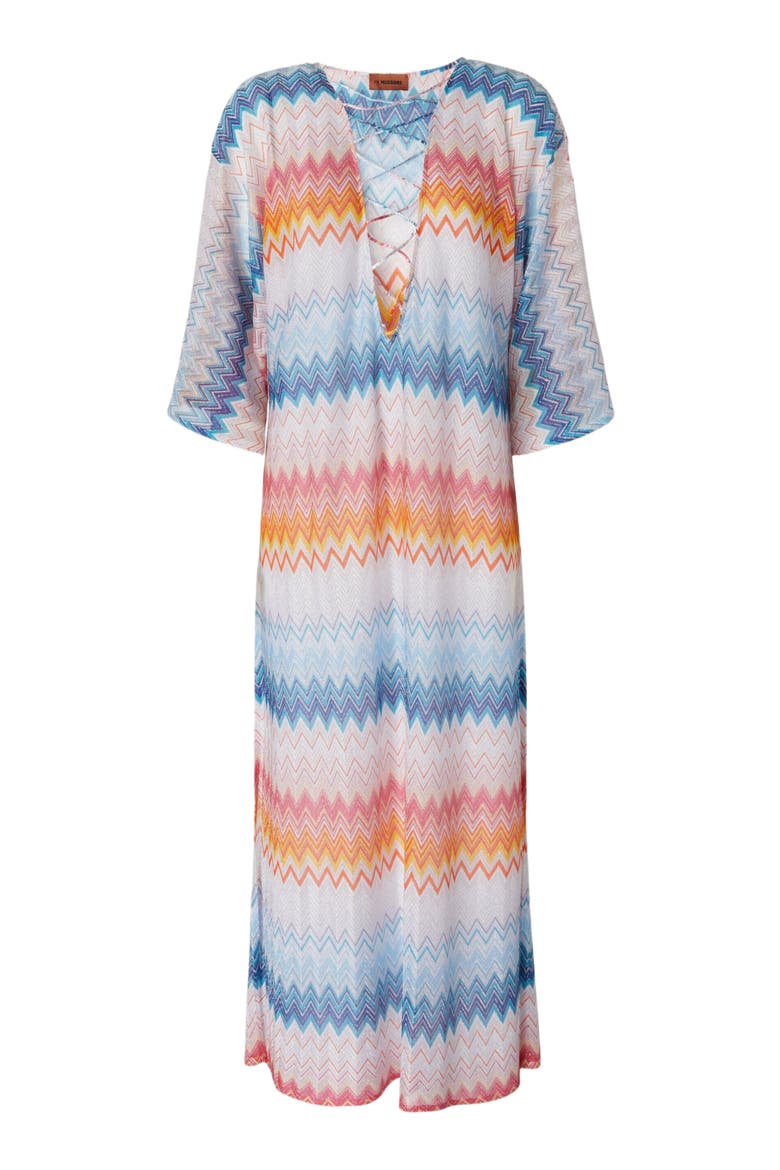 Long Cover-up In Zigzag Lamé Viscose Blend, Alternate, color, Multicoloured
