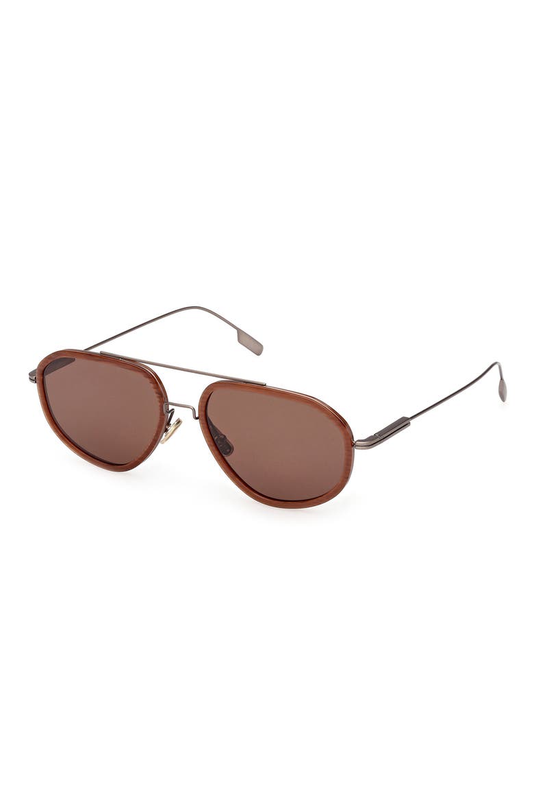 56mm Geometric Sunglasses, Alternate, color, ANILINE AND FOLIAGE / BROWN