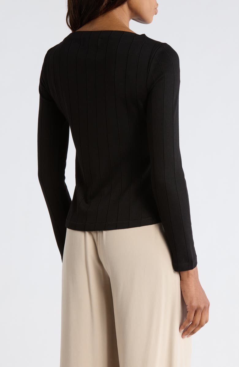 JASON WU Boat Neck Long Sleeve Ribbed Top, Alternate, color, Black