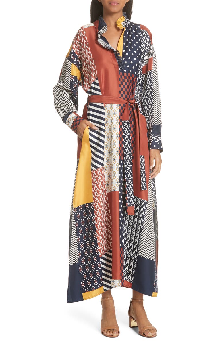 Tory Burch Bianca Patchwork Maxi Dress, Main, color, 