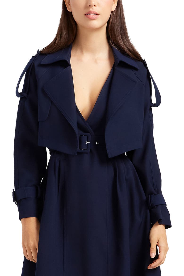 Manhattan Crop Trench Coat, Alternate, color, NAVY