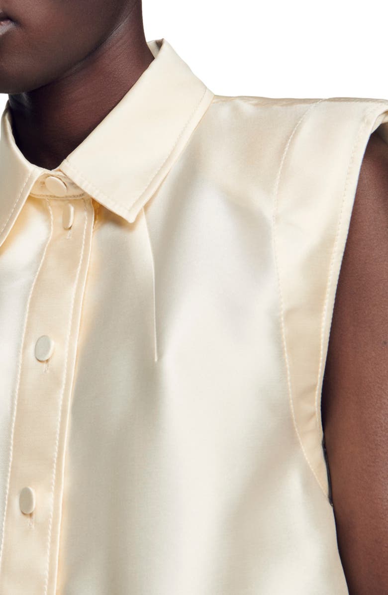 SANDRO Limon Cap Sleeve Satin Blouse, Alternate, color, 