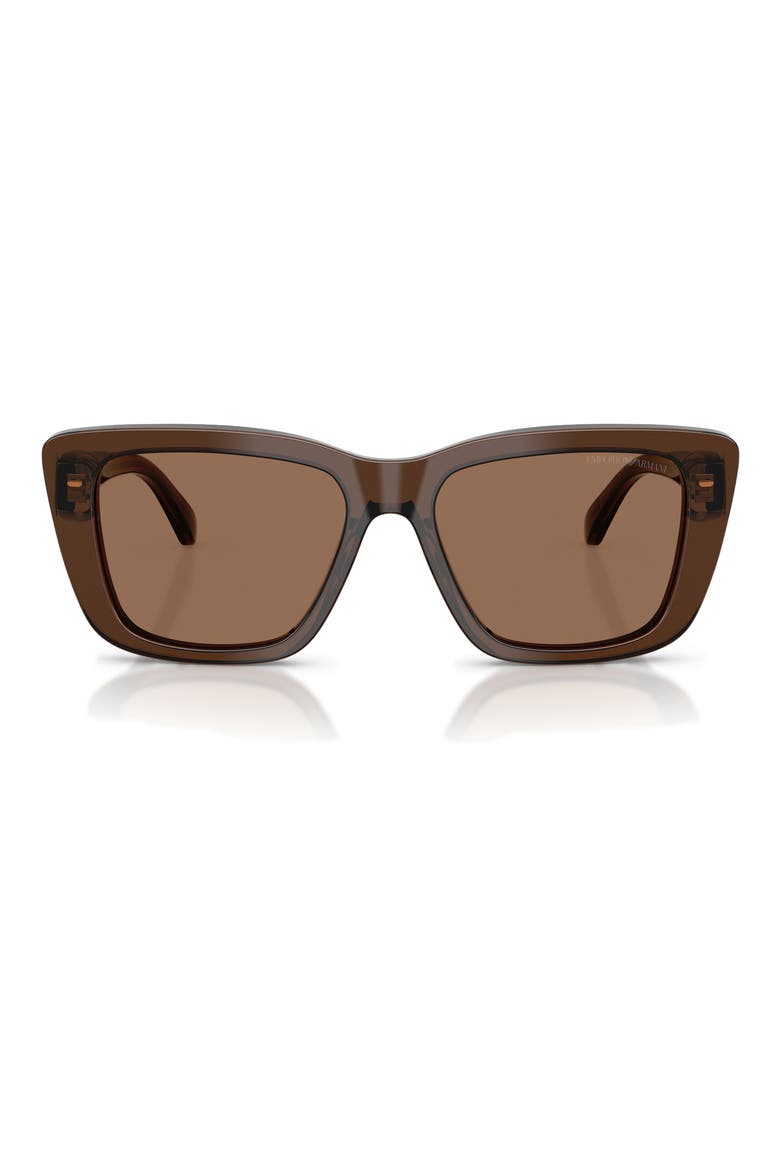 54mm Cat Eye Sunglasses, Main, color, SHINY BROWN / DARK BROWN