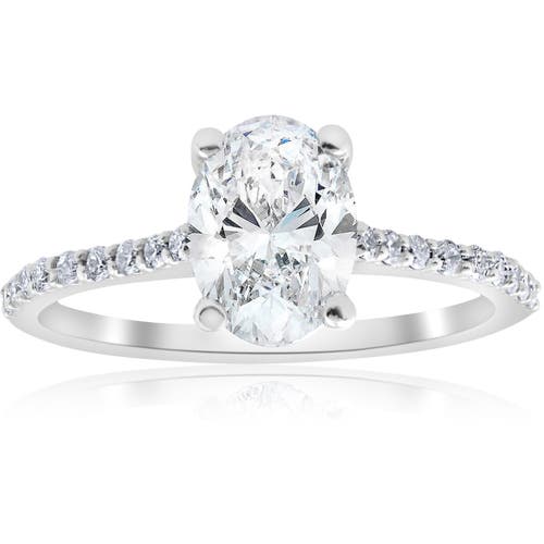Bliss Diamond 1.20ct Oval Diamond Engagement Ring With Side Stones 14k Gold Lab Grown In 14k White Gold