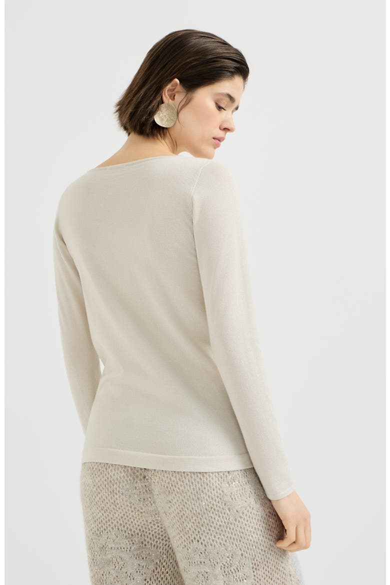 Sparkling cashmere and silk lightweight sweater, Alternate, color, Milk