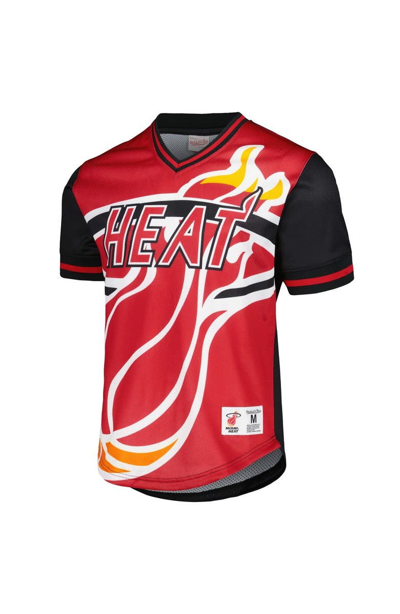 Mitchell & Ness Men's Mitchell & Ness Red Miami Heat Jumbotron 3.0 Mesh V-Neck T-Shirt, Alternate, color, Red