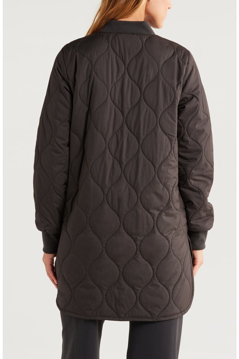 Recycled Polyester Quilted Long Jacket, Alternate, color, WASHED BLACK