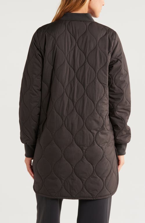 Zella Longline Onion Quilted Bomber Jacket In Black
