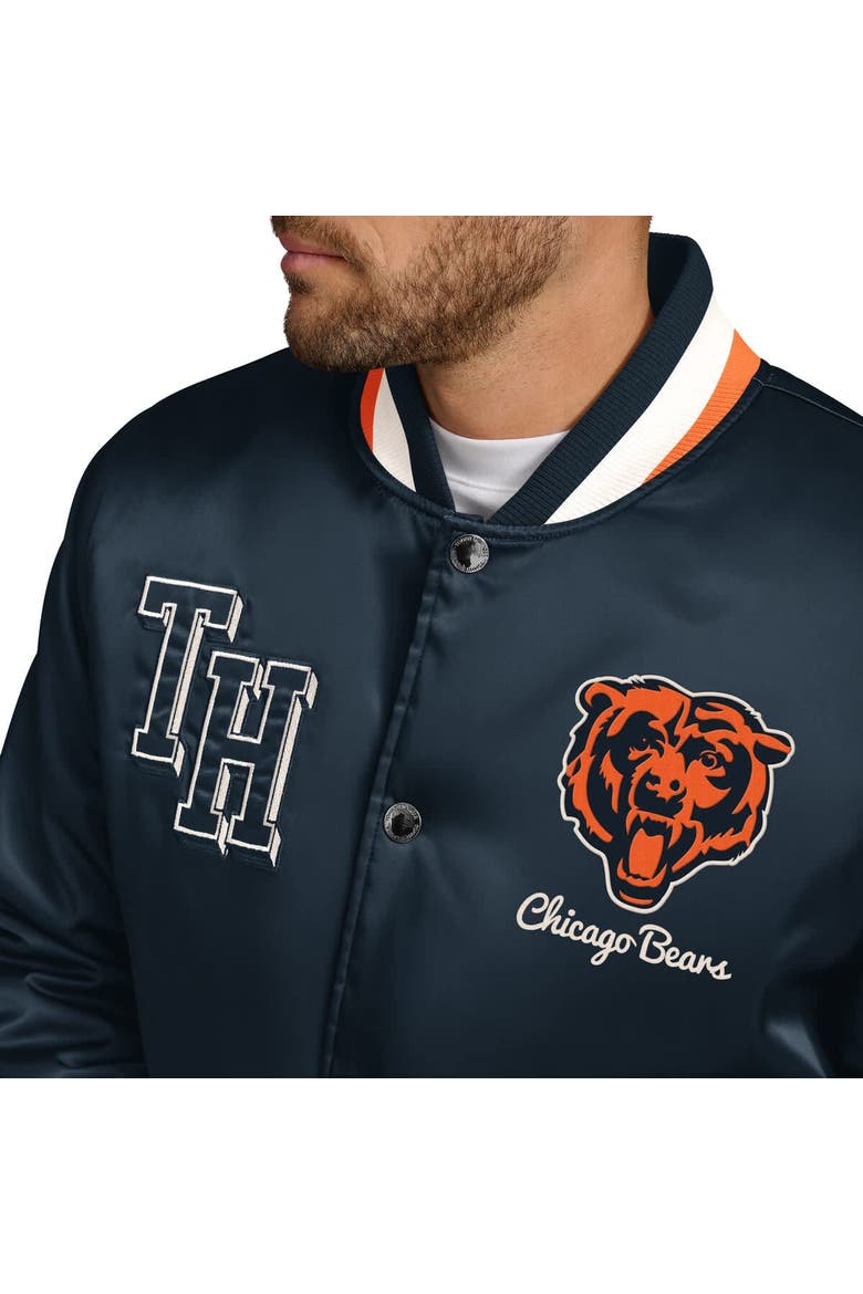 Men's Tommy Hilfiger Navy Chicago Bears Dante Full-Snap Satin Jacket, Alternate, color, Navy