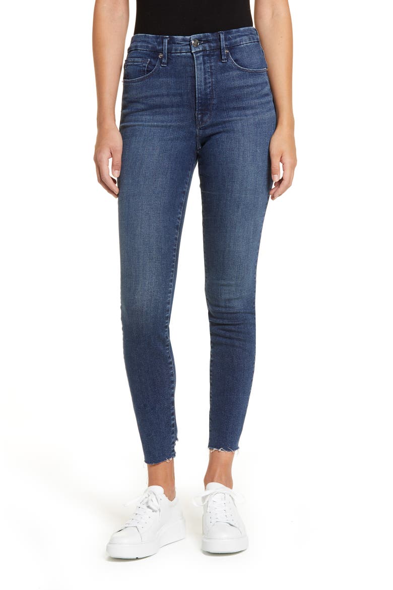 Good Legs High Waist Raw Hem Skinny Jeans, Main, color, BLUE701