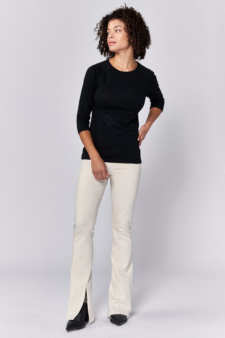 Sonoma Crew Neck 3/4 Raglan Sleeve T-Shirt, Alternate, color, Black