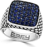 EFFY Sterling Silver Blue Sapphire Pavé Ring