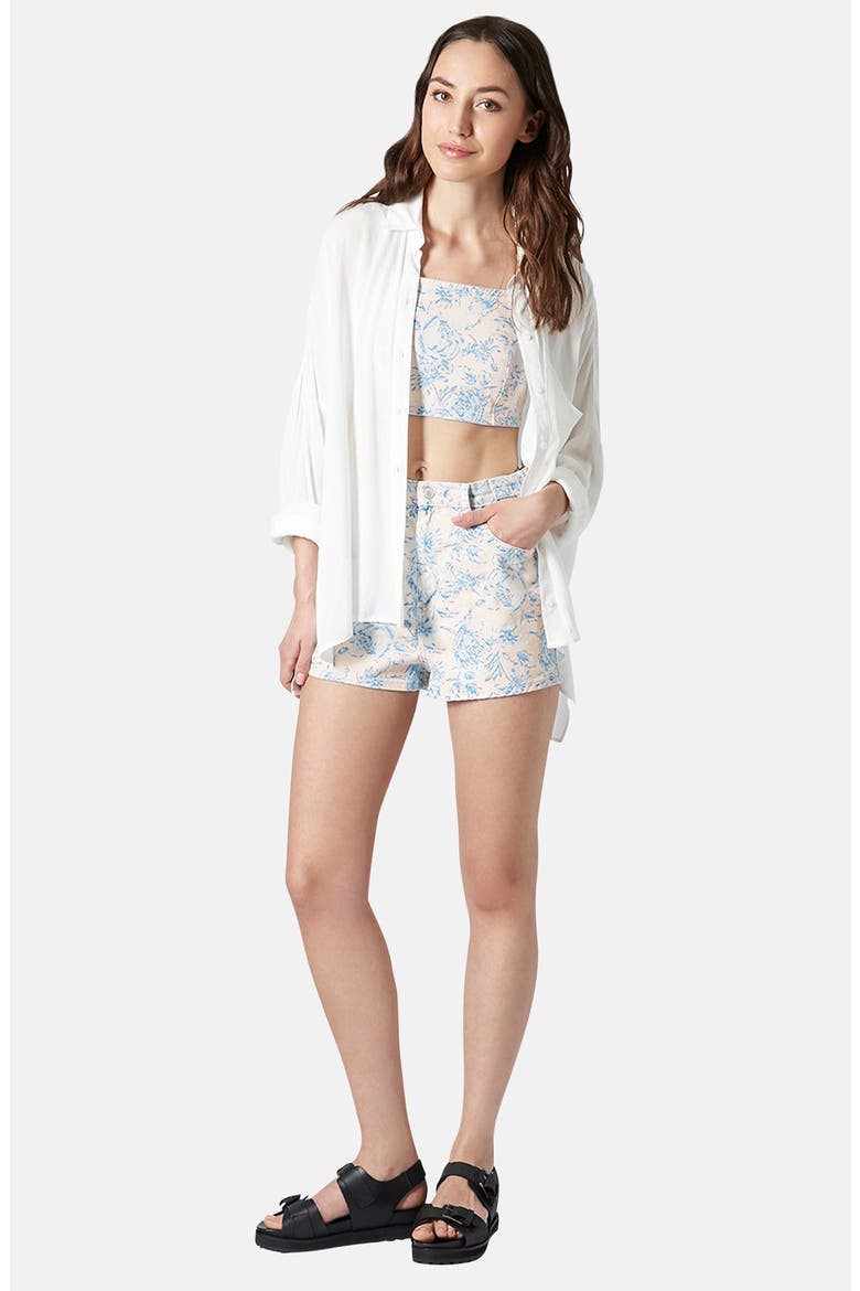 Moto Floral Print High Rise Shorts, Alternate, color, LIGHT PINK