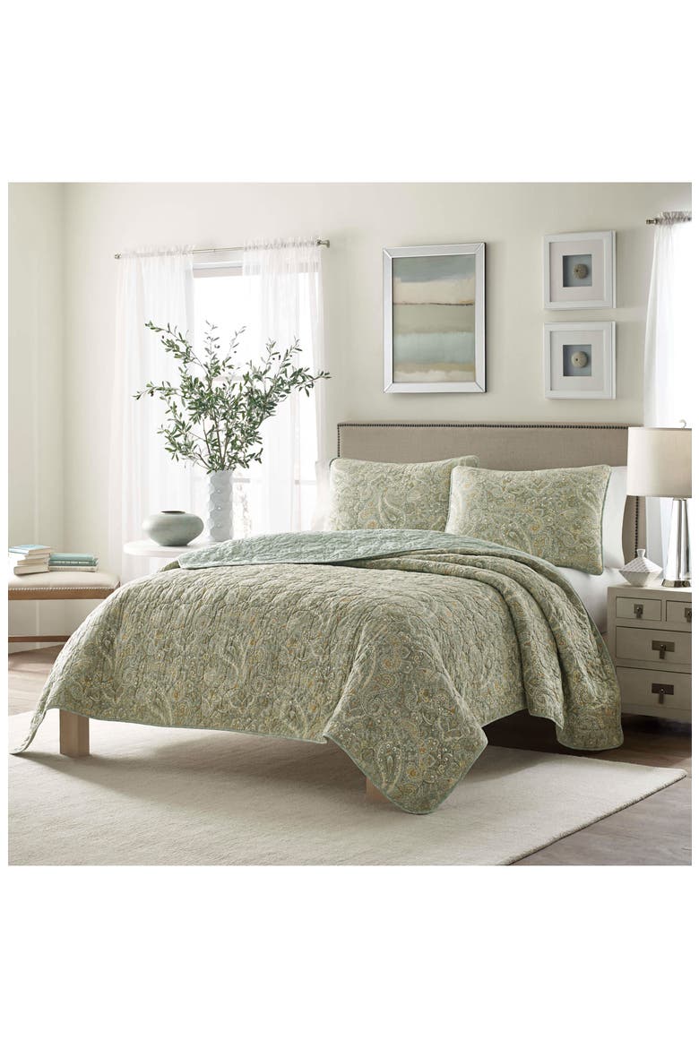 Emilia Reversible Quilt & Sham Set, Alternate, color, GREEN