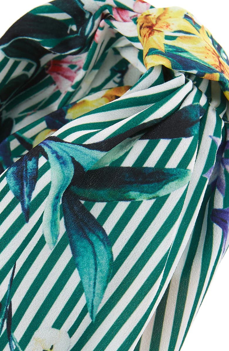 Cara Floral Stripe Knot Head Wrap, Alternate, color, 