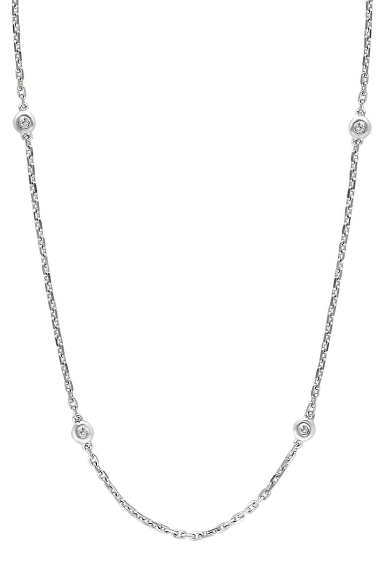 Sterling Silver Diamond Station Necklace - 0.07 ctw, Main, color, WHITE