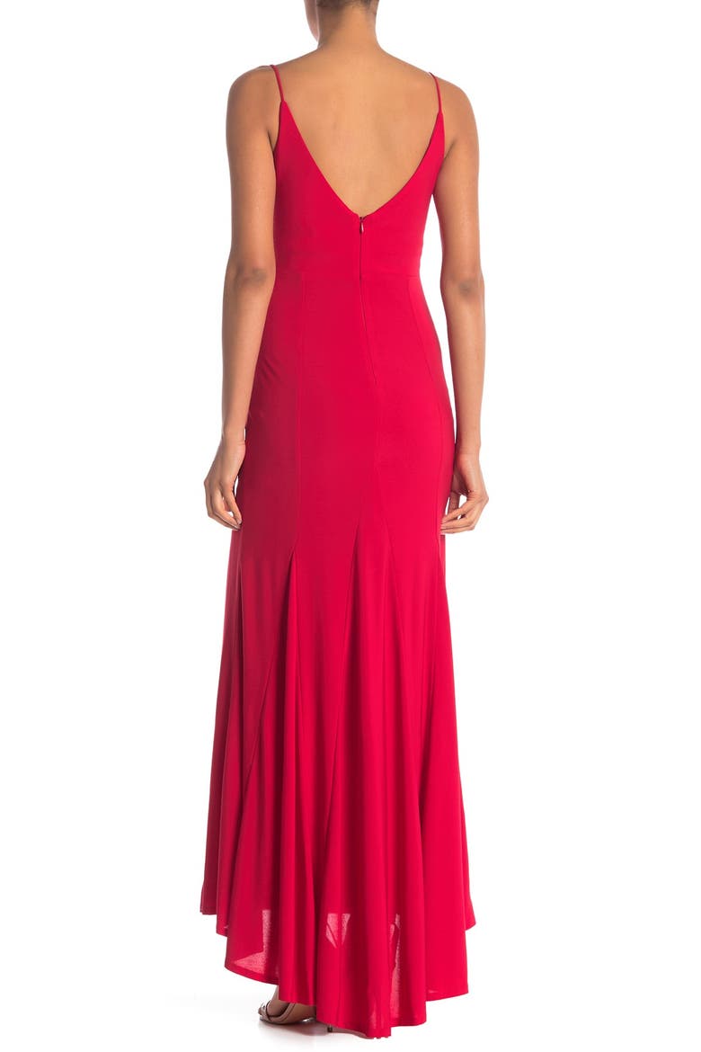 Plunge V-Neck Jersey Gown, Alternate, color, RED